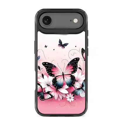 Front. Kitcheniva - Butterfly Magnetic Charging Compatible Hybrid Case For iPhone 17 Air - Pink/Black.