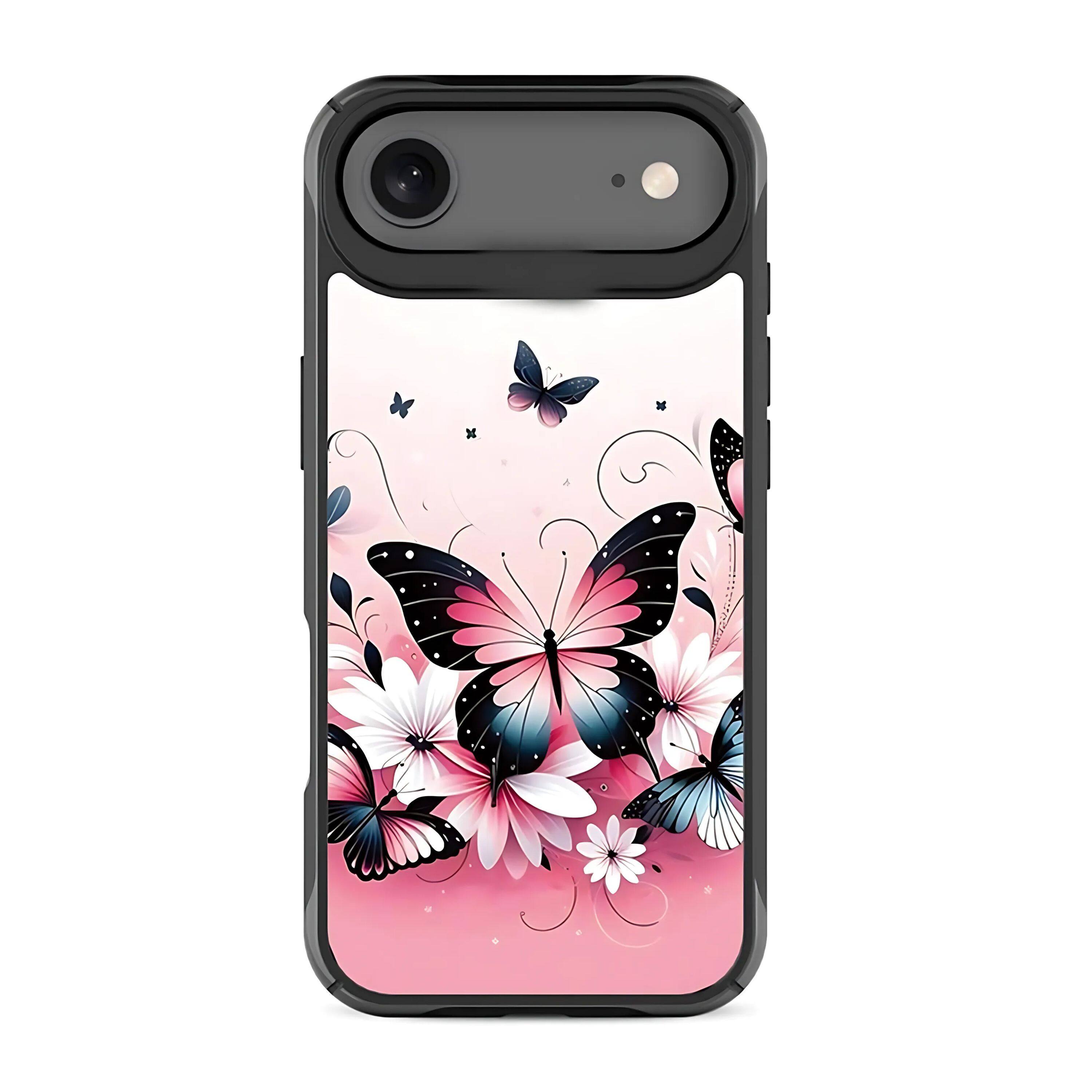 Front. Kitcheniva - Butterfly Magnetic Charging Compatible Hybrid Case For iPhone 17 Air - Pink/Black.