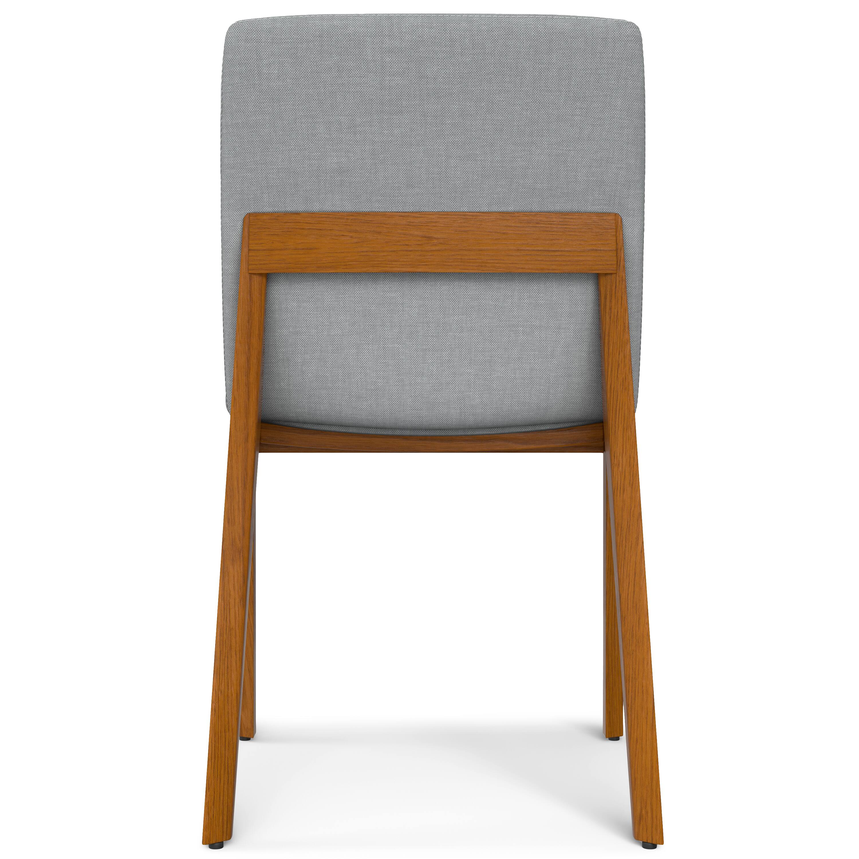 Back. Simpli Home - Selena Dining Chair (Set of 2) in Light Grey Linen Look Fabric - Light Grey.