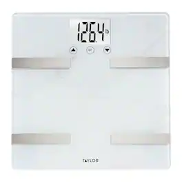 Taylor Precision Products - BIA Glass Bathroom Scale 440-Lb Capacity, Marble Design - Clear