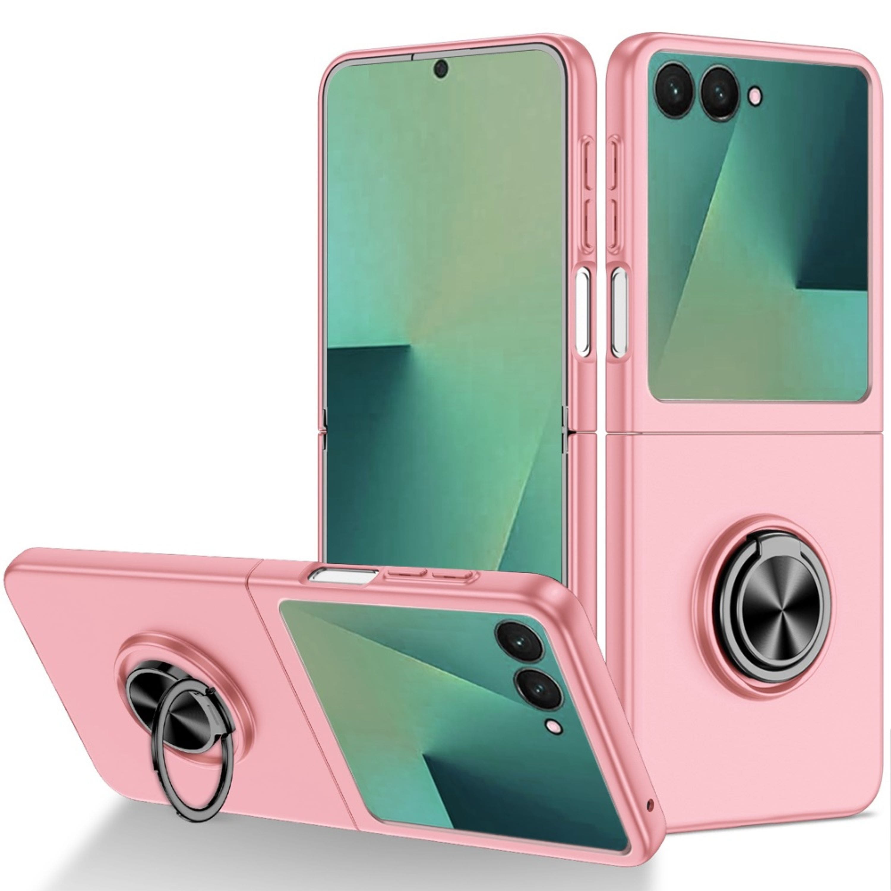 Kitcheniva - Rubberized Matte Hybrid Case With Metal Ring Stand With Tempered Glass For Samsung Galaxy Z Flip 7 - Pink price history on PriceWatchPro