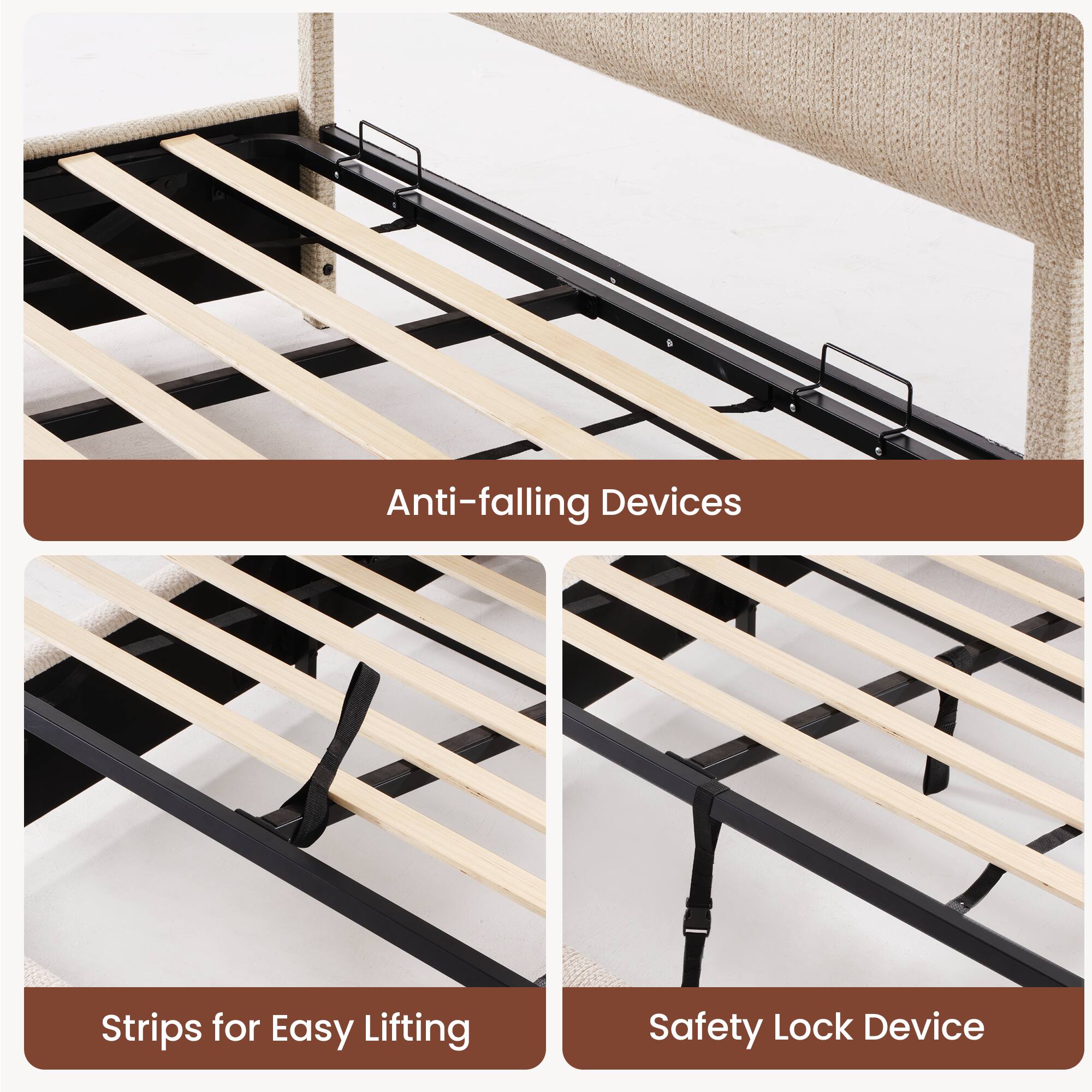 Anti-falling Devices  
Strips for Easy Lifting  
Safety Lock Device