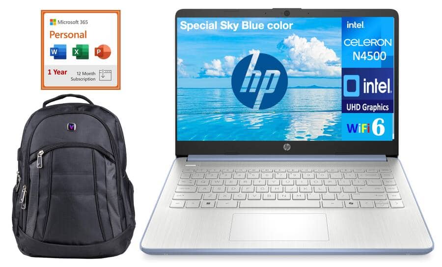 HP 14 Laptop 14.0 HD (Intel Celeron N4500, 4GB DDR4, 128GB PCIe