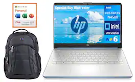 HP - 14 Laptop 14.0 HD (Intel Celeron N4500, 8GB DDR4, 1TB PCIe SSD, Intel UHD, Win 11 Pro) w/Office 365 , Backpack - Sky Blue