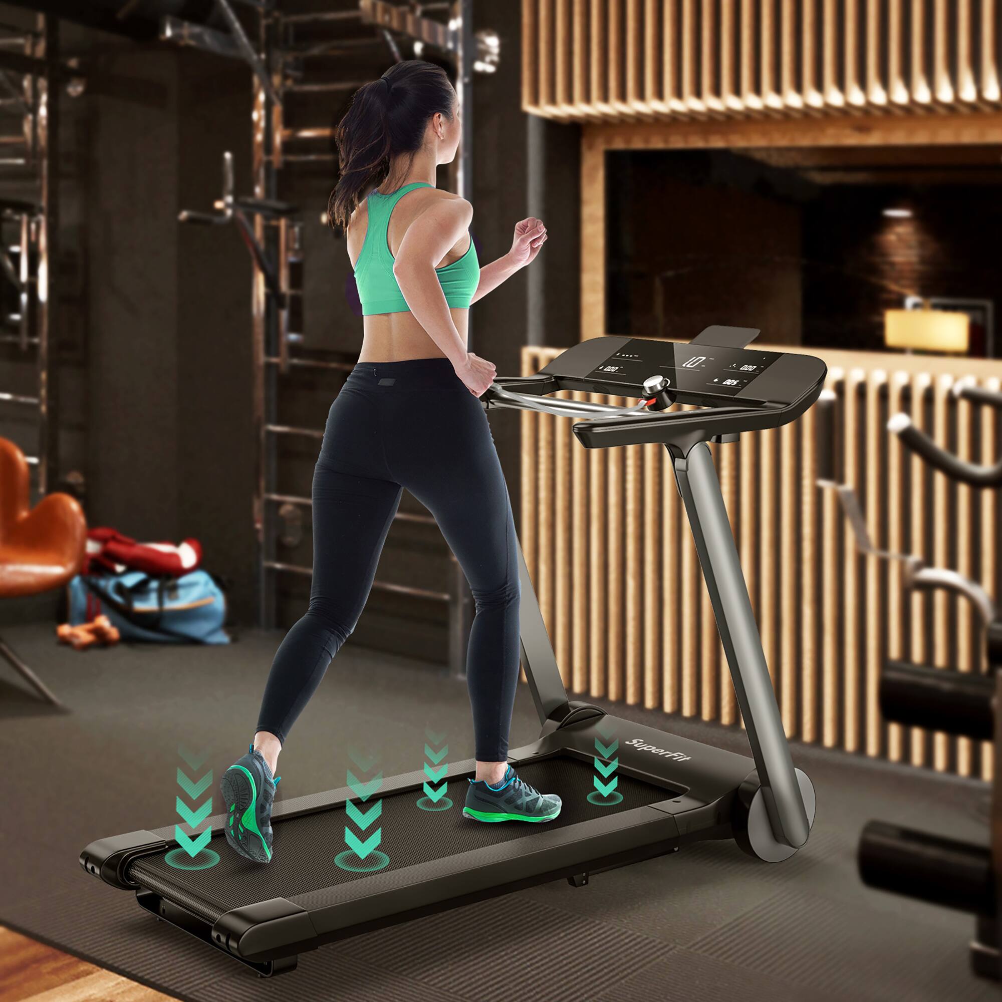 Alt View 10. Costway - Costway Folding Electric Treadmill Jogging MachineBluetooth10 Preset Programs - Black.