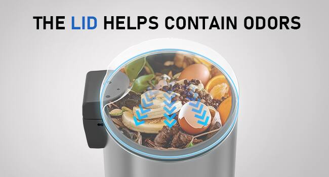 THE LID HELPS CONTAIN ODORS