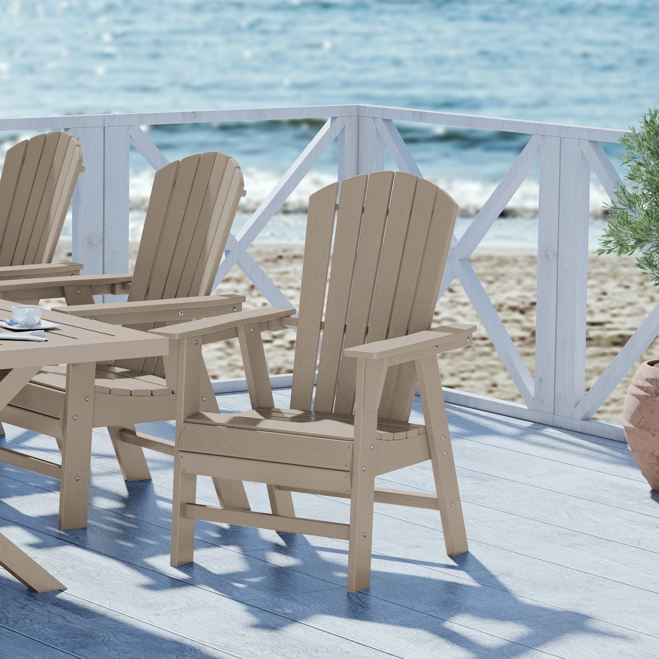 Angle. WestinTrends - WestinTrends Dylan Outdoor Patio Shell-back Adirondack Dining Chair Weather Resistant - Weathered Wood.