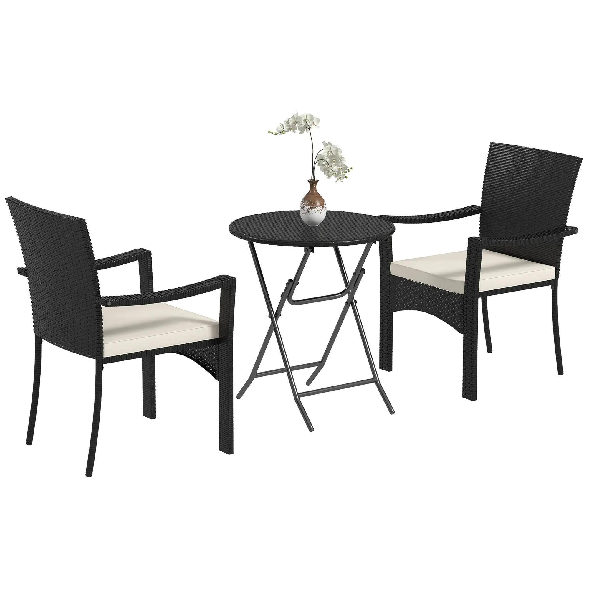 Front. Spaco - Spaco Outdoor Patio Wicker Bistro Furniture Set with Cushions, for Garden - White.