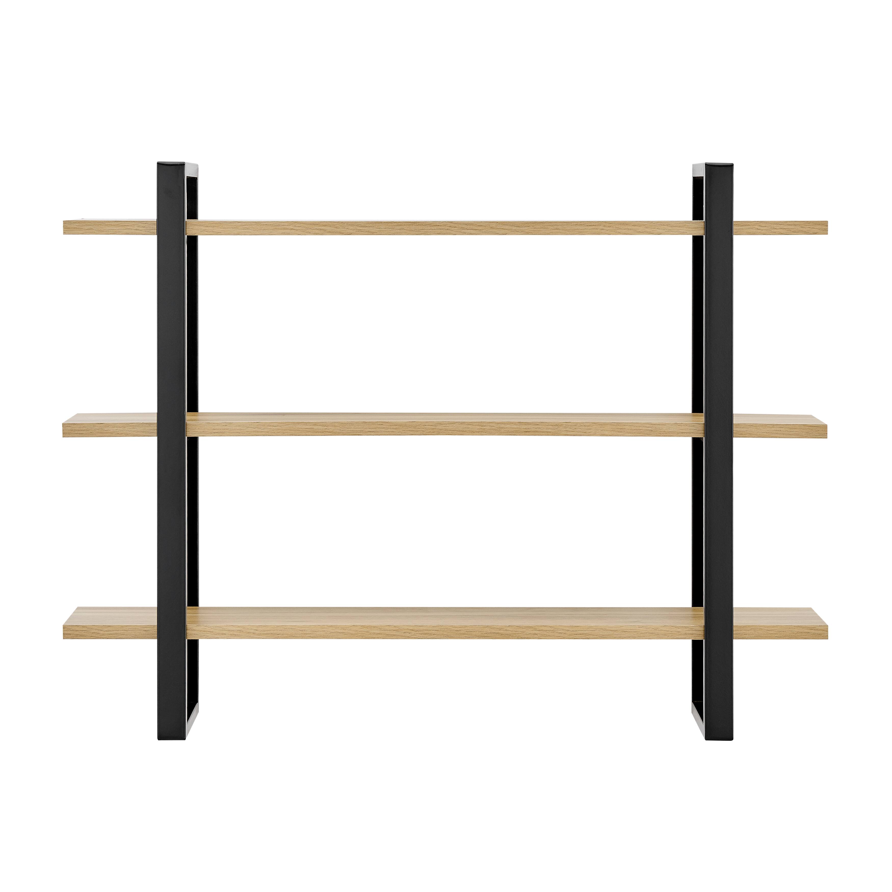 Front. Danya B - Rio Three Tier Floating Bracket Wall Shelf - Chestnut - Chestnut.