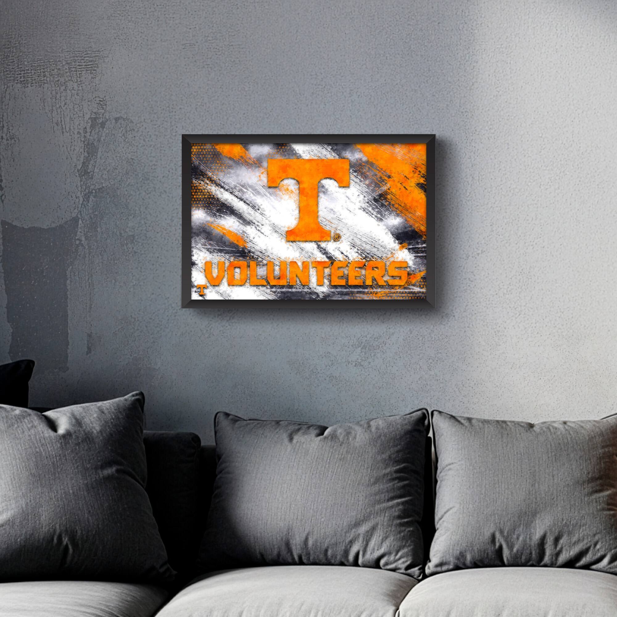 Alt View 1. Sporticulture - Tennessee Volunteers 27" x 39" Brush Stroke Logo Framed Art Print - Multicolor.
