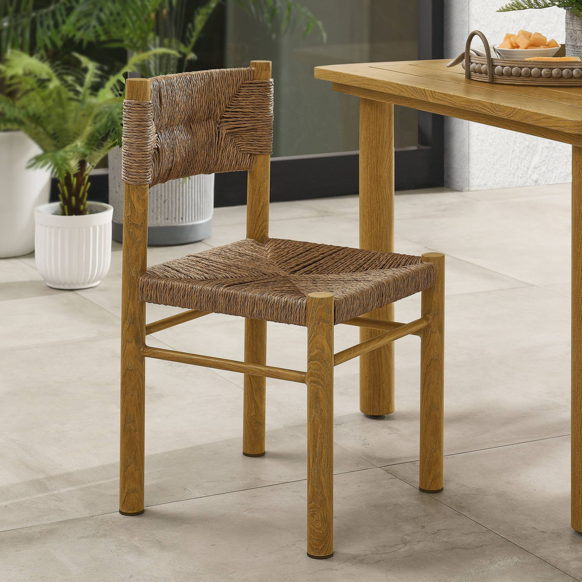 Alt View 1. Modway - Parkland Outdoor Patio Rattan and Aluminum Dining Side Chairs Set of 2 by Modway - Natural.