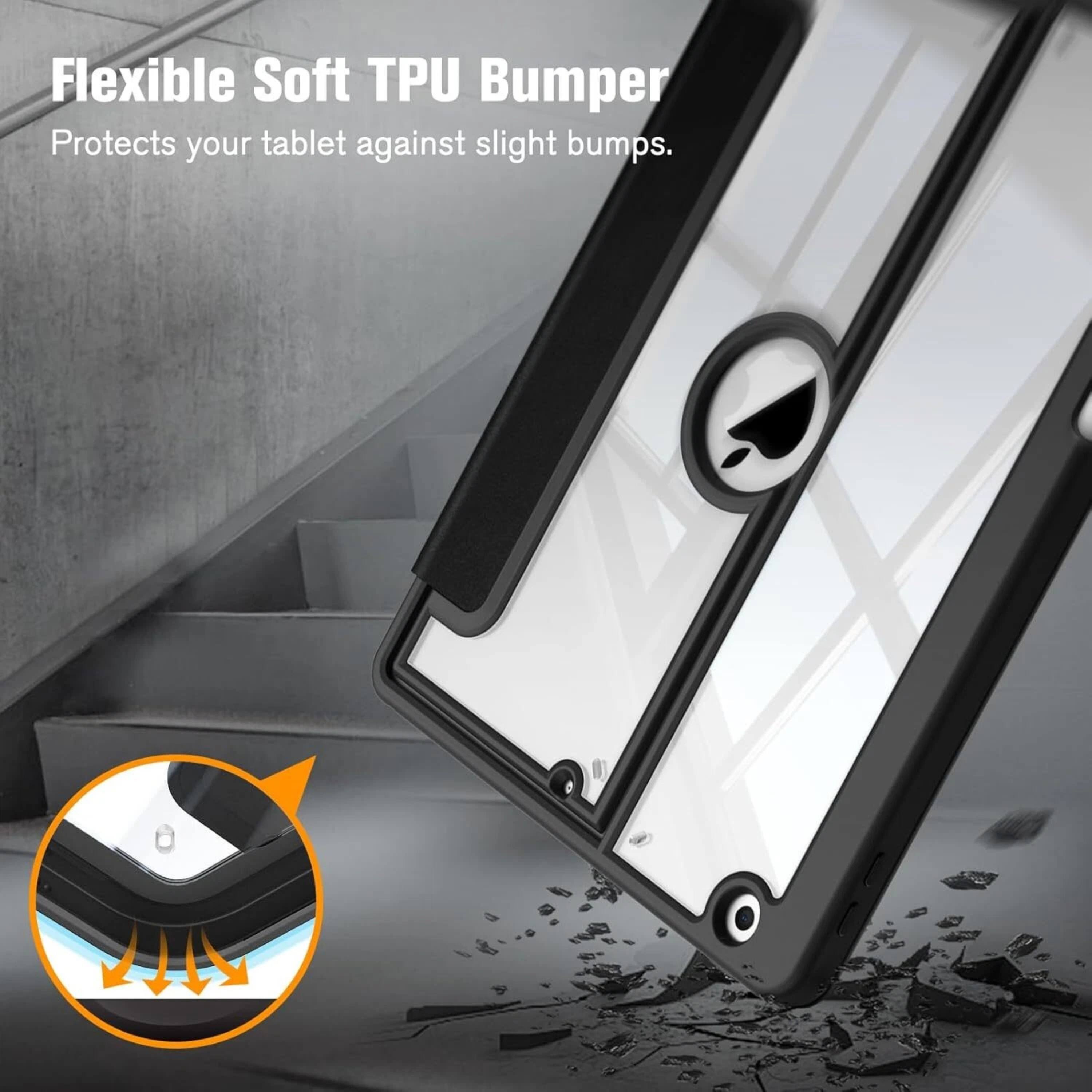 Flexible Soft TPU Bumper  
Protects your tablet against slight bumps.
