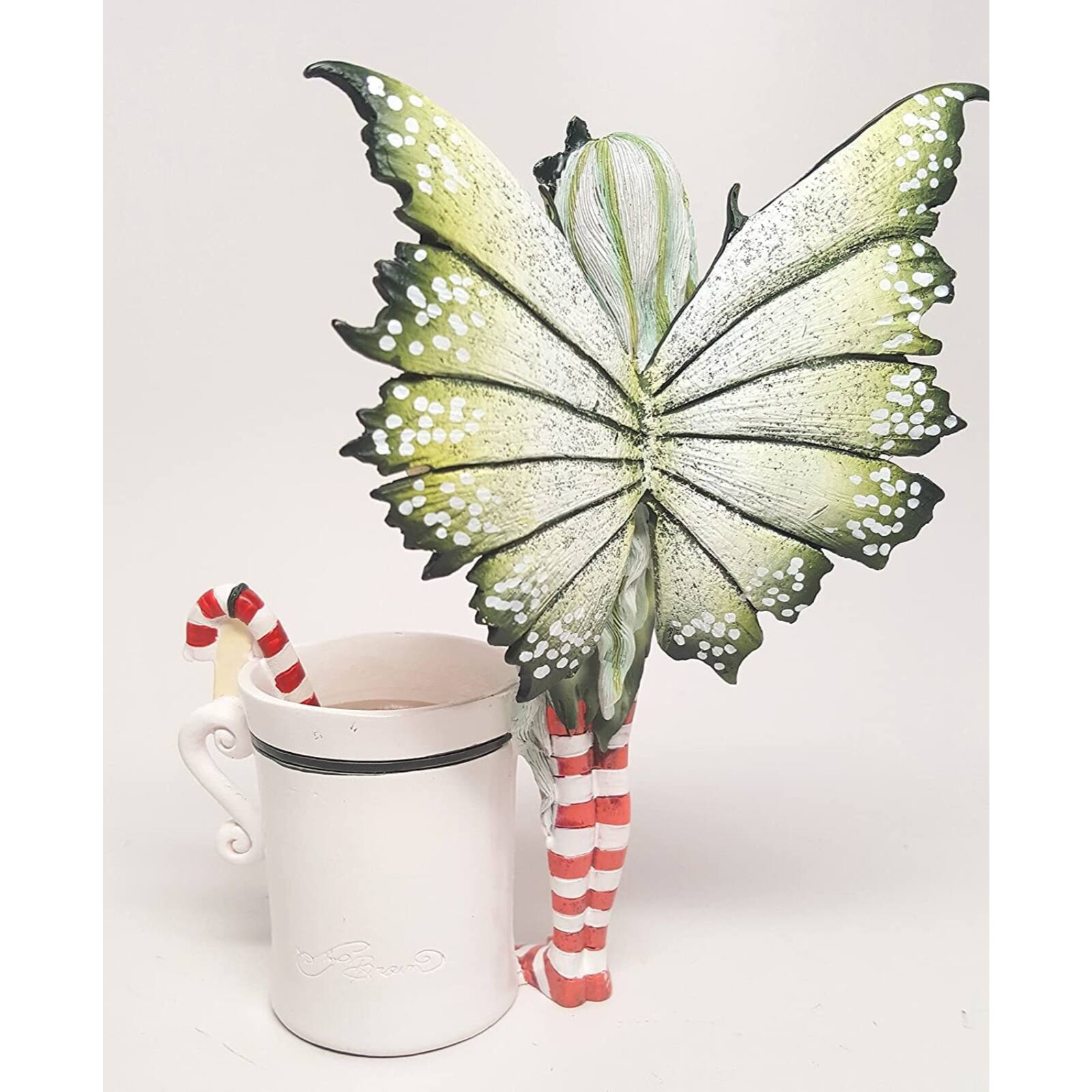 Left. Pacific Trading - Amy Brown Christmas Cup Fairy Dragon Fantasy Art Figurine Collectible 5.75 inch - Green.