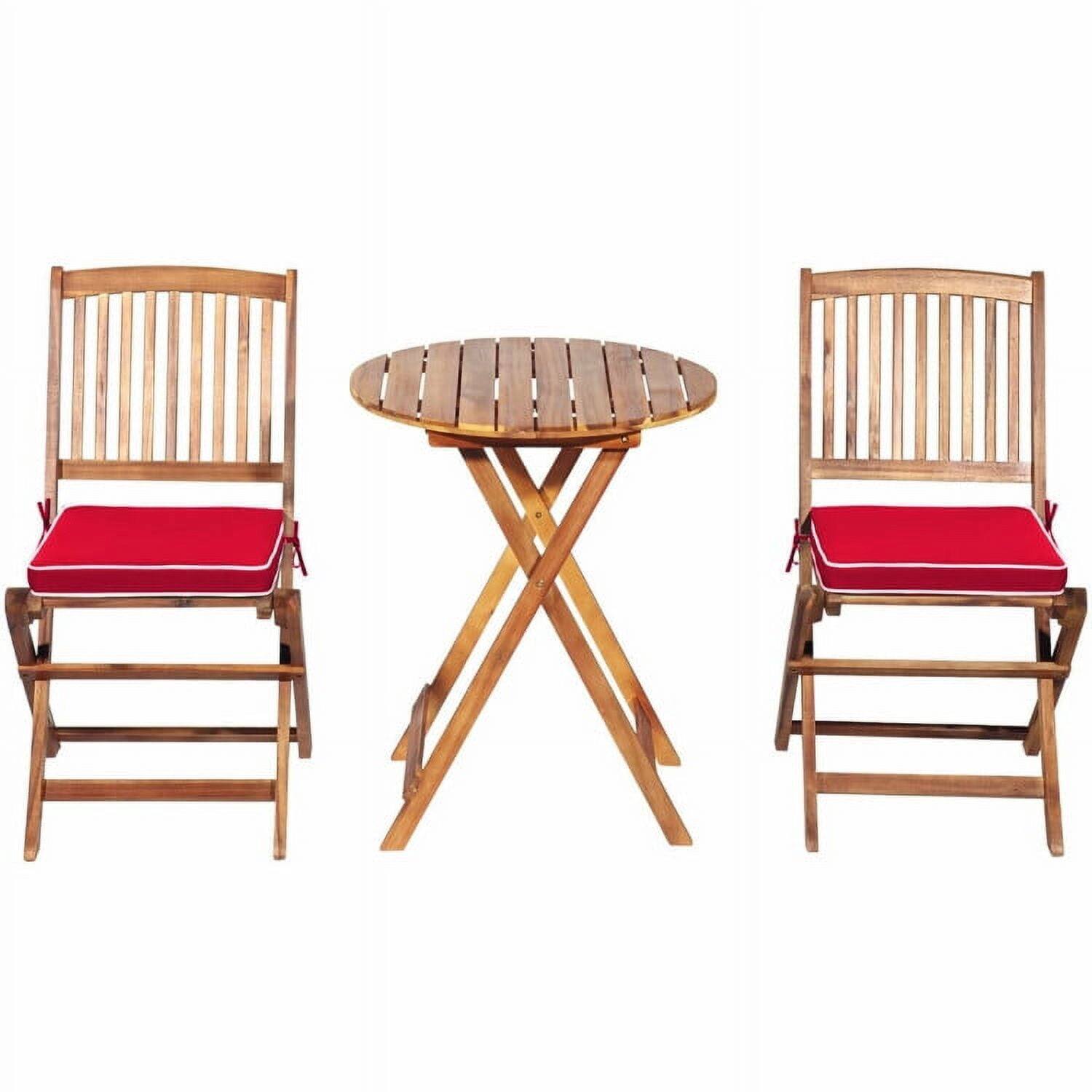 Alt View 2. Kadyn - 3 Pcs Patio Bistro Furniture Set, Outdoor Furniture Garden Conversation Bistro Sets with Padded Cushion and Round Cof... - Red.