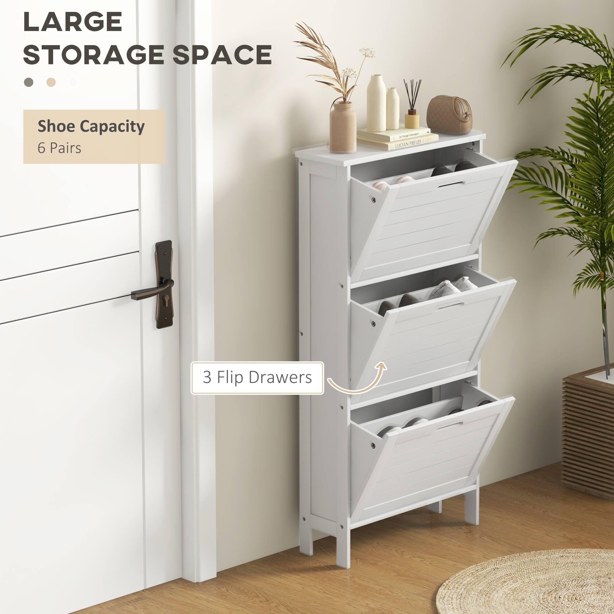 Homcom Narrow Shoe Storage Cabinet for Entryway with Flip