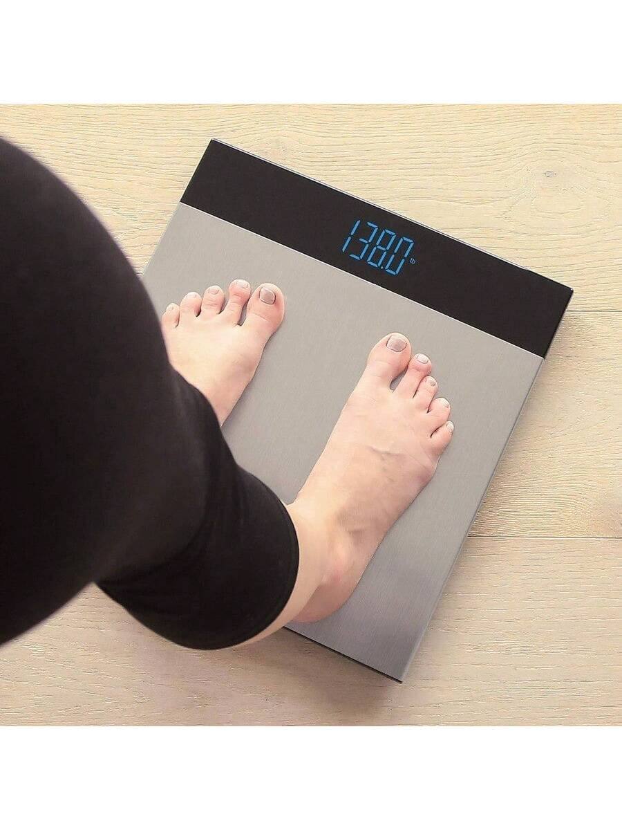 Alt View 3. Pacoar Cade - Bathroom scale stainless steel surface, 400 lbs Capacity, Easy to Clean, Modern Design, Durable Construction - Stainless Steel.