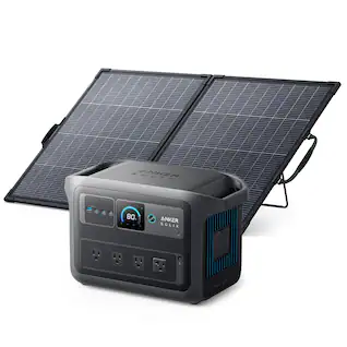 Anker - SOLIX C1000X Gen 2 Portable Power Station w/100W Bifacial Solar Panel,1024Wh 3000W Peak Solar Generator for Camping&Home (1024 Wh Capacity) - Dark Gray