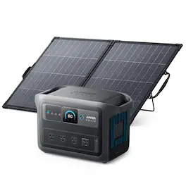 Anker - SOLIX C1000X Gen 2 Portable Power Station w/100W Bifacial Solar Panel,1024Wh 3000W Peak Solar Generator for Camping&Home (1024 Wh Capacity) - Dark Gray