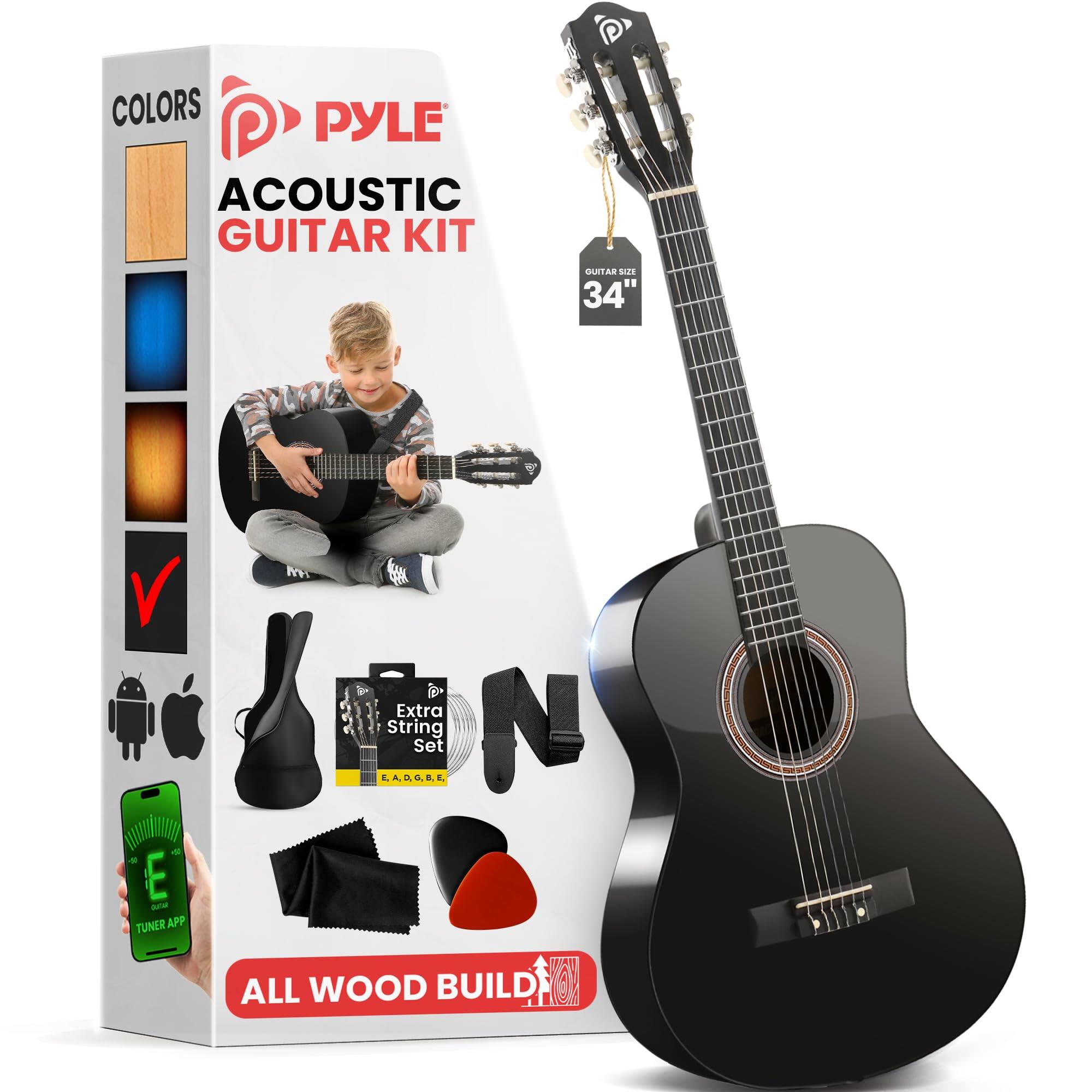 PYLE - Beginner Acoustic Guitar Kit, 1/2 Junior - Natural price history on PriceWatchPro