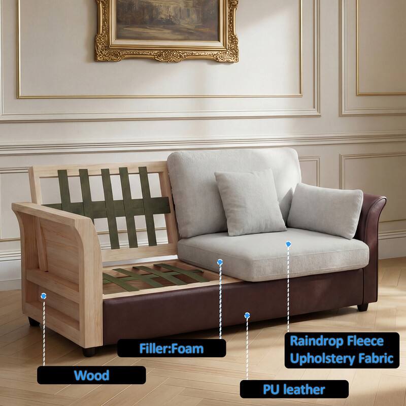 Wood Filler: Foam  
Raindrop Fleece Upholstery Fabric  
PU leather