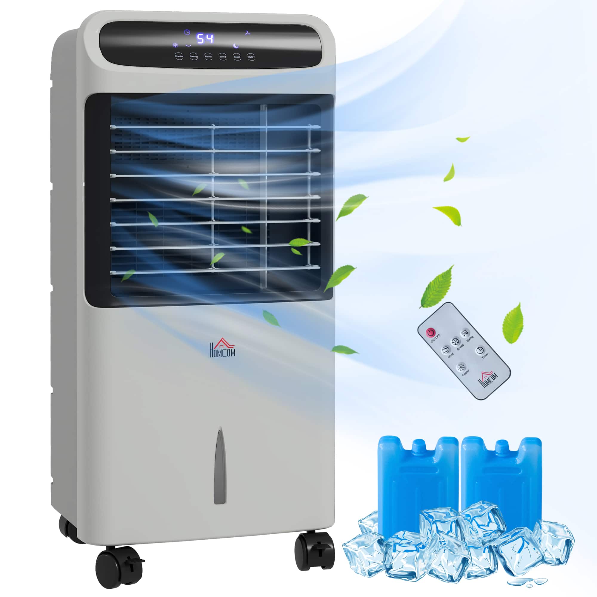 Loheer - 32 Inch Evaporative Air Cooler Portable Swamp Cooler 3-In-1 Ice Cooling Fan with Humidifier Remote Gray