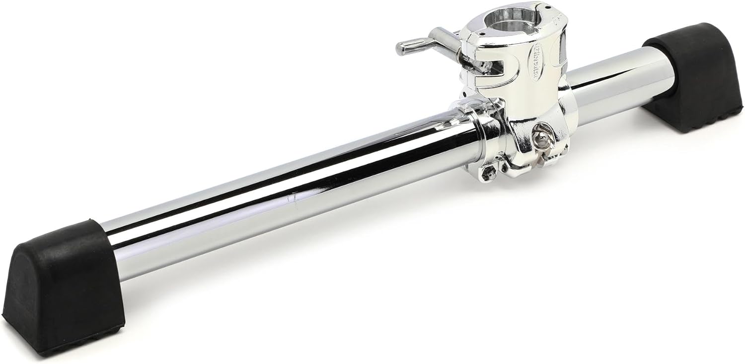 Left. Gibraltar Hardware - Large T-Leg Assembly for 1.5" Tube Drum Rack with Clamp Memory Lock and Rubber Feet, with 20" Bar Included, Chrome.