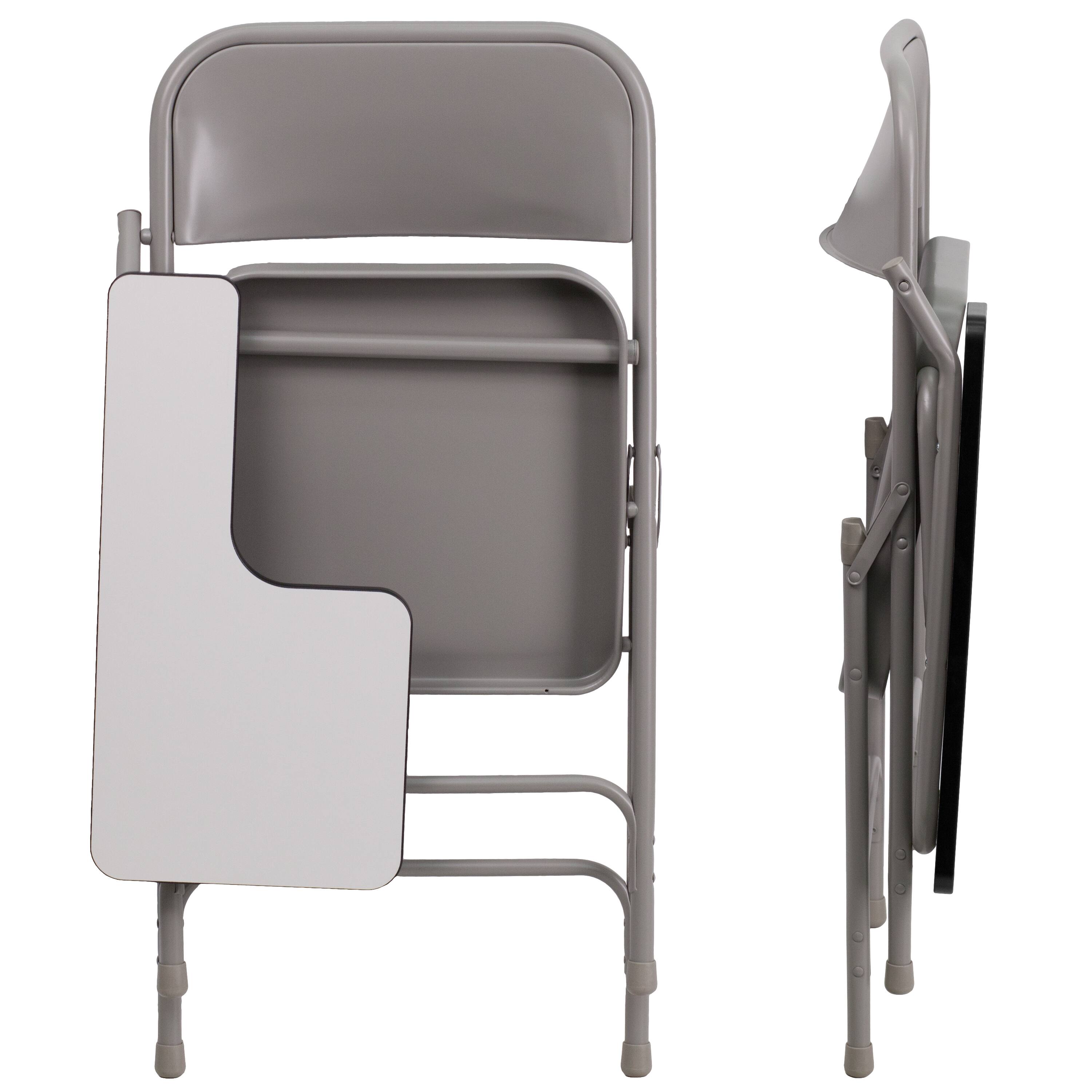 Alt View 8. Emma + Oliver - Premium Steel Folding Chair with Right Handed Tablet Arm - Event Chair - Beige.