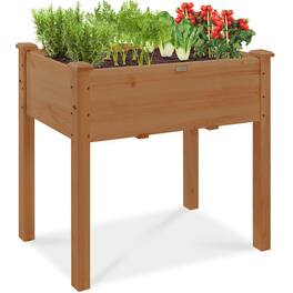 Best Choice Products - 34x18x30in Raised Garden Bed, Elevated Wood Planter Box for Kids, Patio w/ Bed Liner - Acorn Brown