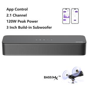 Ultimea - Poseidon M20 2.1ch Sound Bar, Built-in Subwoofer, App Control, 120W, Bluetooth 5.4, OPT/AUX, Wall Mount 2026 Ver - Black