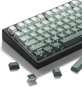 Womier - Double Shot PBT keycaps,Topographic Keys Cherry Profile Key caps for All US Layout Mechanical Keyboardd - Pure Green-Cherry