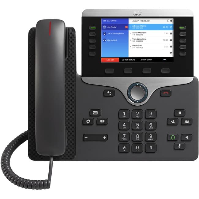 Cisco Consumer Products - Cisco 8851 IP Phone - Corded/Cordless - Corded - Bluetooth - 5 Multiple Conferencing - Wall Mountable, Desktop - 10 x - Unknown