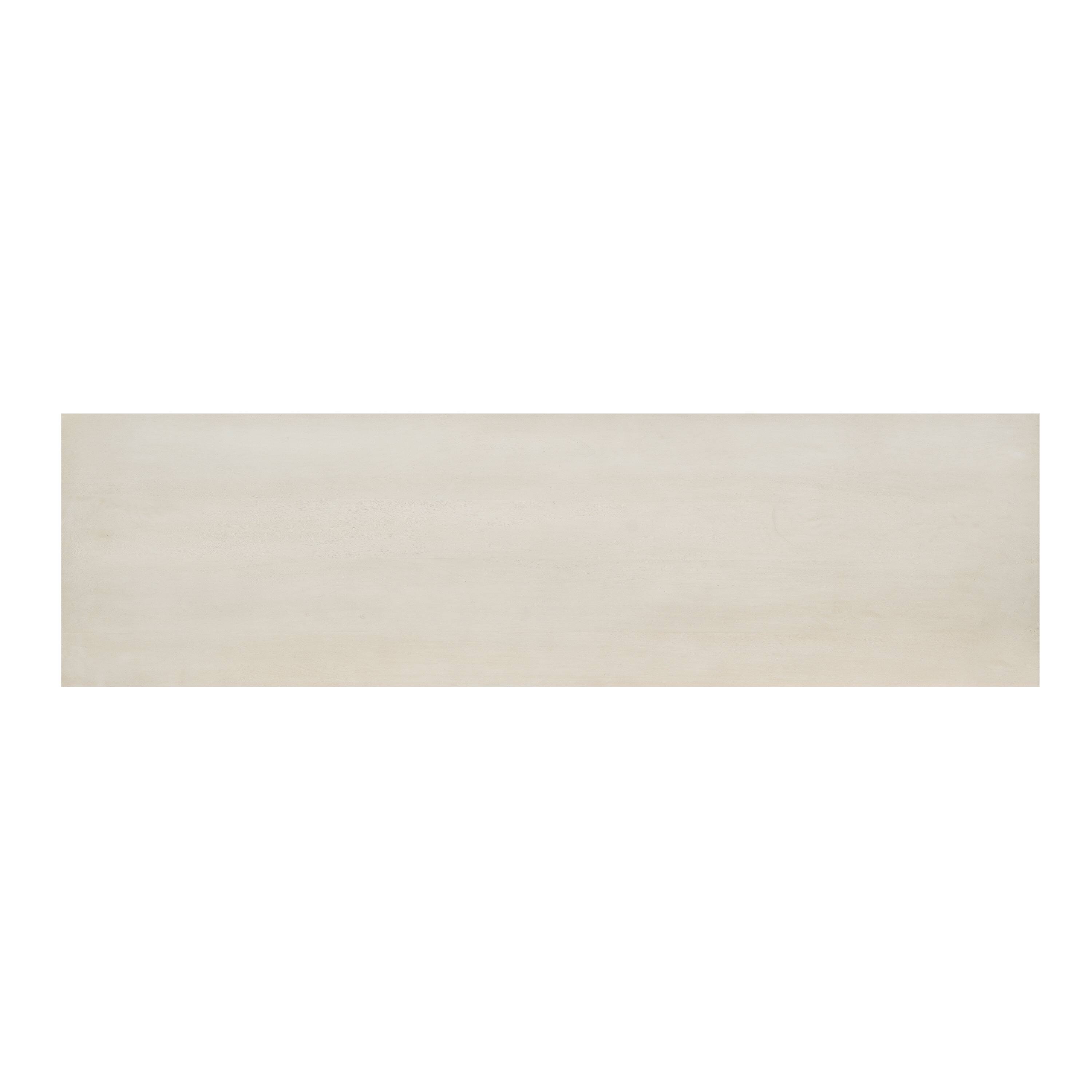 Left. Manhattan Lane - 69 Inch Sofa Console Table, Antique Mango Wood, Stacked Beaded Legs - Antique White.