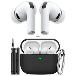 Bundle - Apple - AirPods Pro (3rd Generation) Wireless Earbuds with Protective Silicone Case, Cleaning Kit & Keychain - White