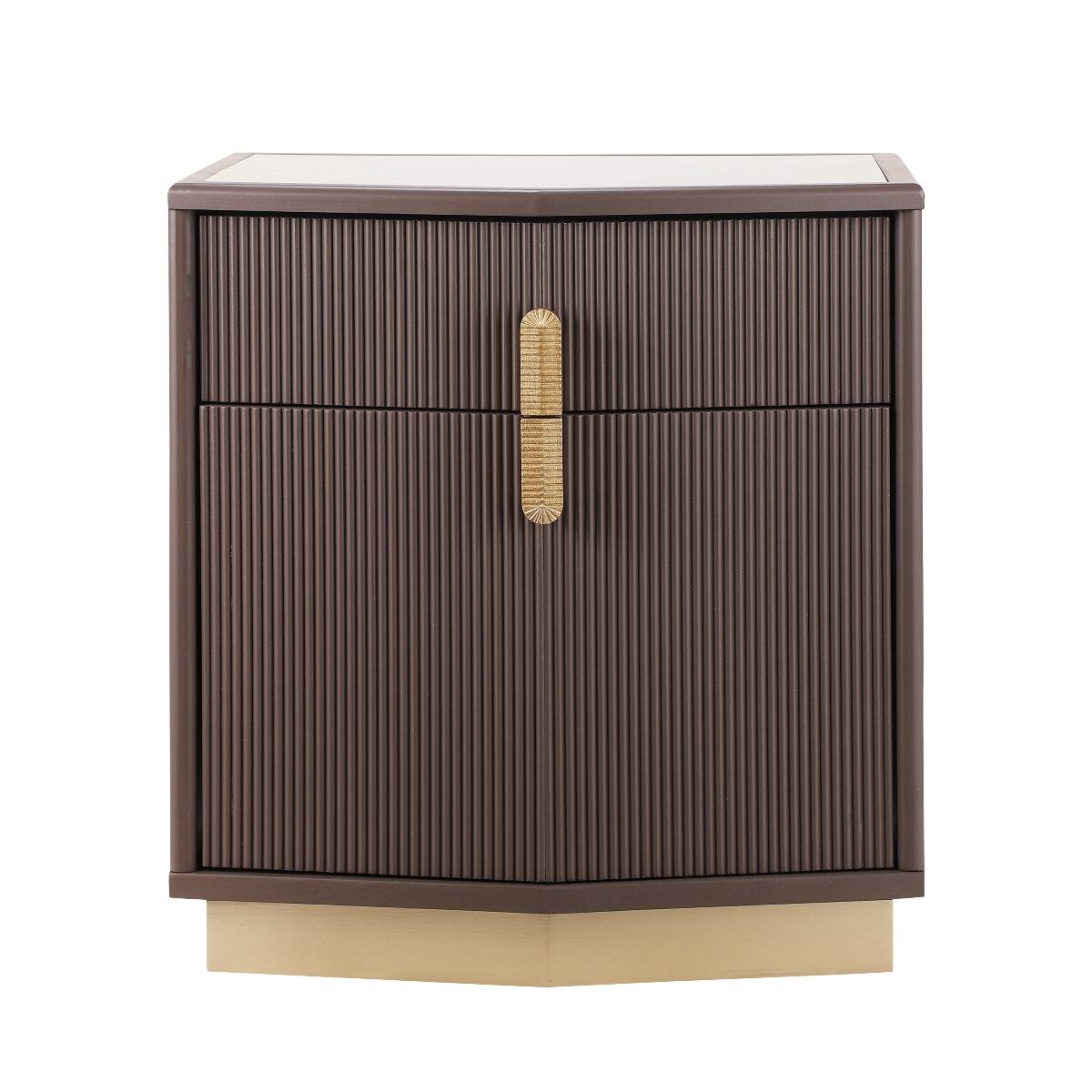 Alt View 6. Loheer - Loheer 2 Drawer Nightstand, Chocolate Vertical Stripe Bedside Table - Chocolate.
