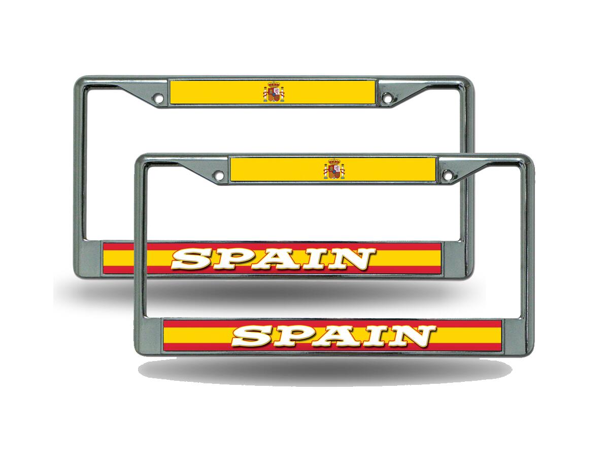 Spain World Cup Soccer (Football) Chrome Metal (2) License Plate Frame Set