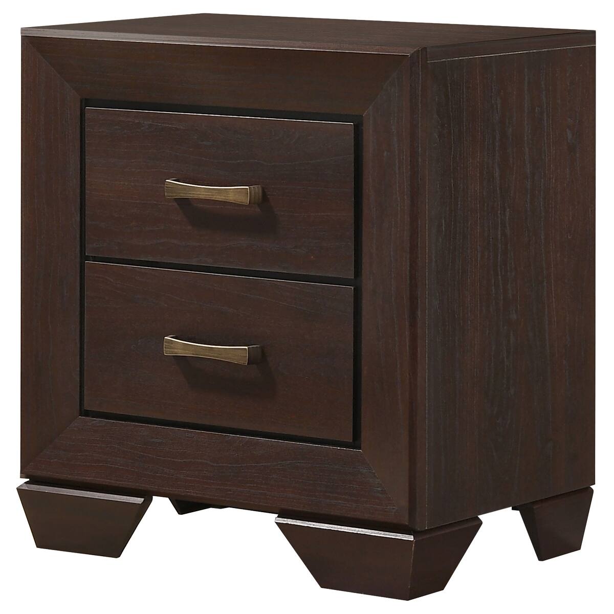 Left. Loheer - Loheer Dark Brown 2 Drawer Nightstand, Rectangular Bedroom Table, Dark Cocoa - Dark Brown.