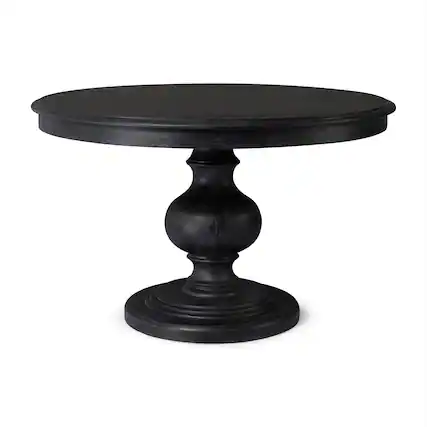 Front. Maven Lane - Maven Lane Zola Traditional Round Wooden Dining Table in Antiqued Black Finish - Antiqued Black.