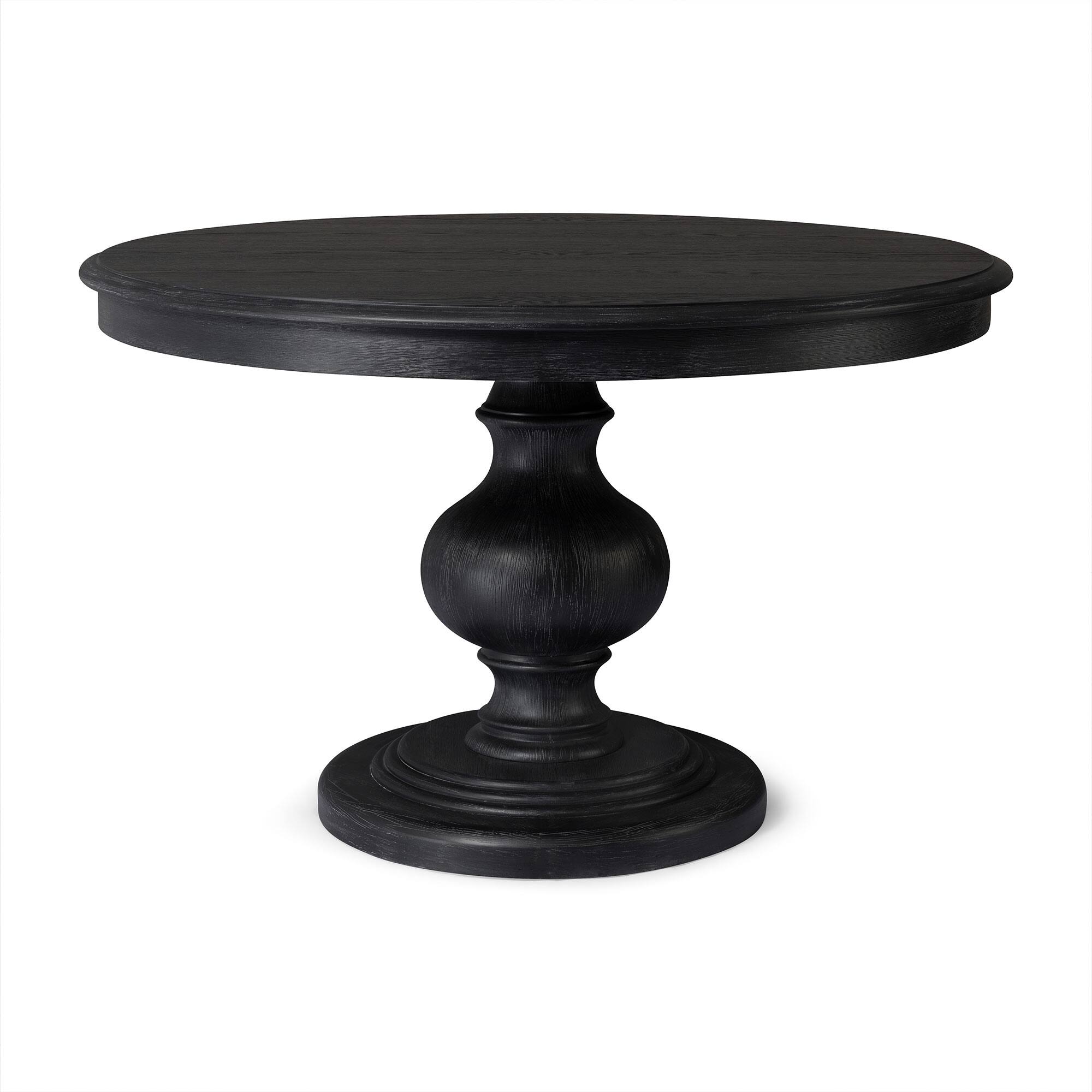 Front. Maven Lane - Maven Lane Zola Traditional Round Wooden Dining Table in Antiqued Black Finish - Antiqued Black.