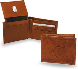 Rico Industries - Arizona Coyotes Brown Leather Embossed Bifold Passcase Wallet - Multi