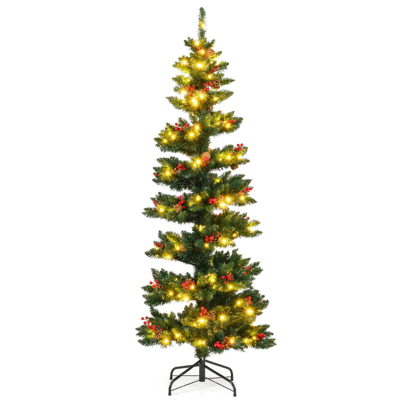 Gymax - 6 FT Pre-Lit Artificial Christmas Tree w/ 612 Branch Tips Warm White LED Lights - Green