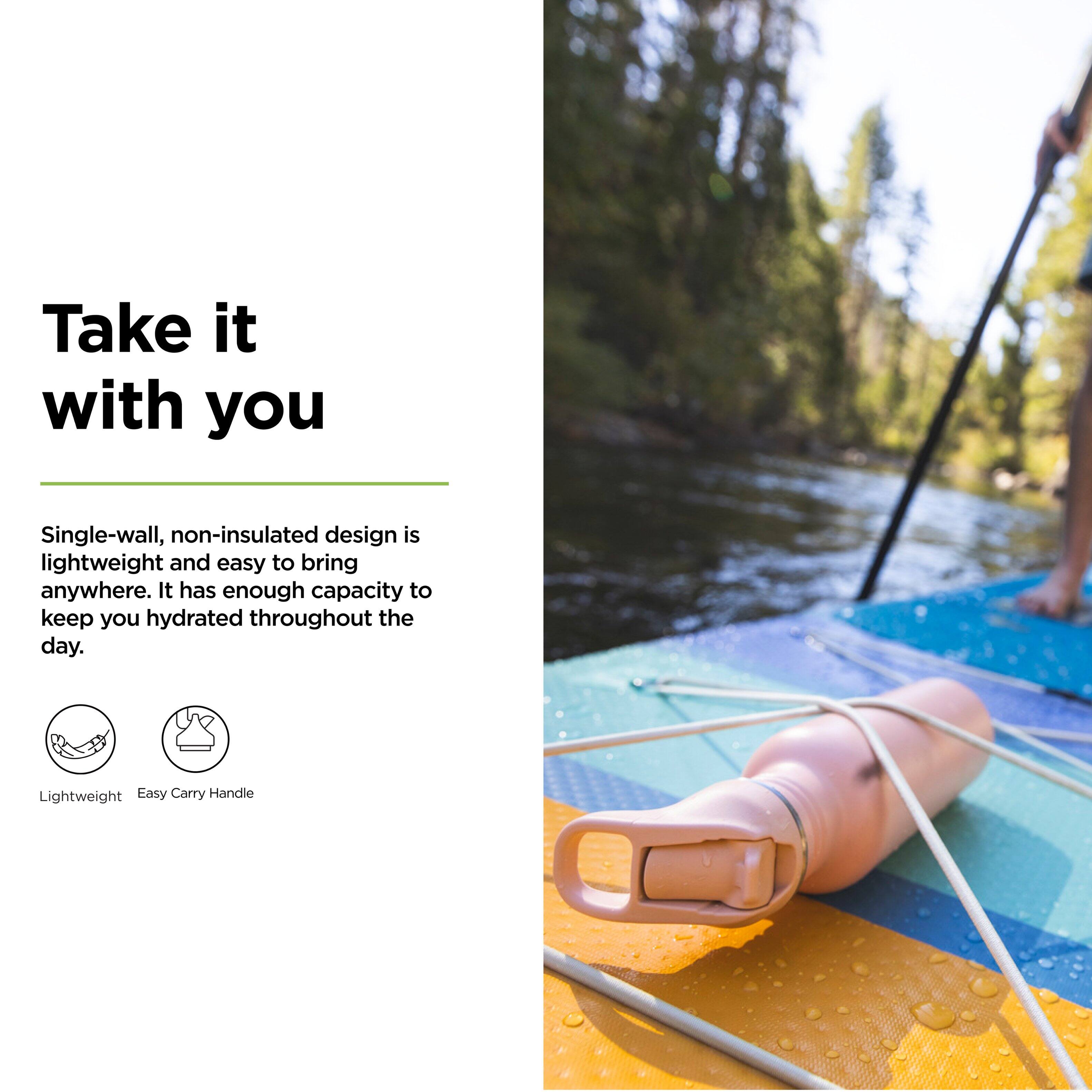 Take it with you

Single-wall, non-insulated design is lightweight and easy to bring anywhere. It has enough capacity to keep you hydrated throughout the day.

Lightweight  
Easy Carry Handle