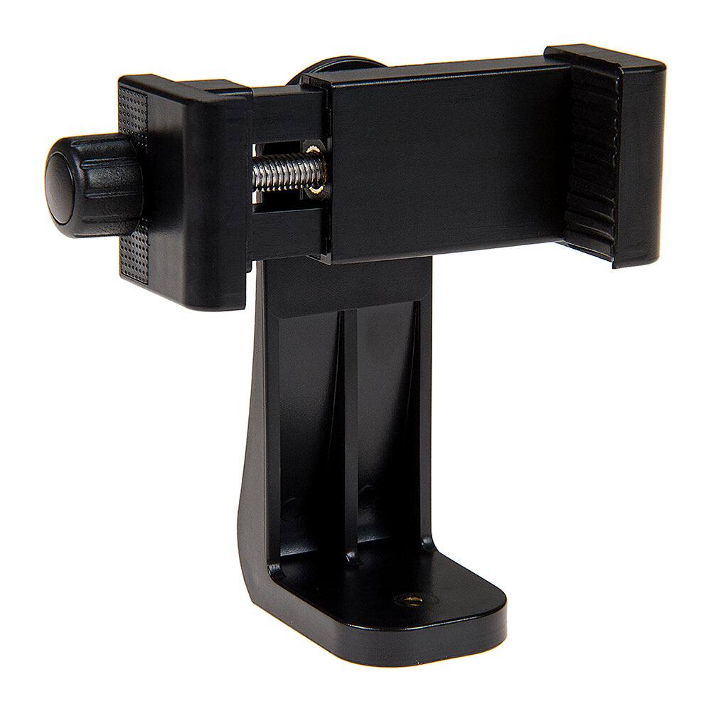 Left. Fotodiox - Cell Phone Tripod Clamp - Universal (2.2"-4") Smartphone Holder Mount f/ Tripods; Vertical & Horizontal Adjustable.