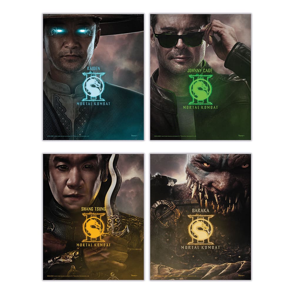 Trend Setters - Mortal Kombat 2 (Raiden, Johnny Cage, Shang Tsung, and Baraka) TrendyPrint™ Wall Art Set TP08100918 - Multicolor