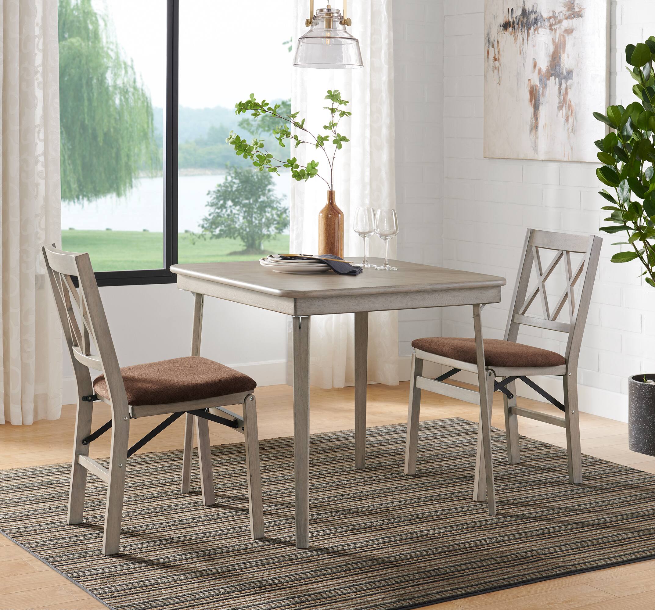 Alt View 1. Stakmore - Stakmore Double X-Back Folding Chair, Driftwood Frame with Bravado Aztec Fabric - Gray.