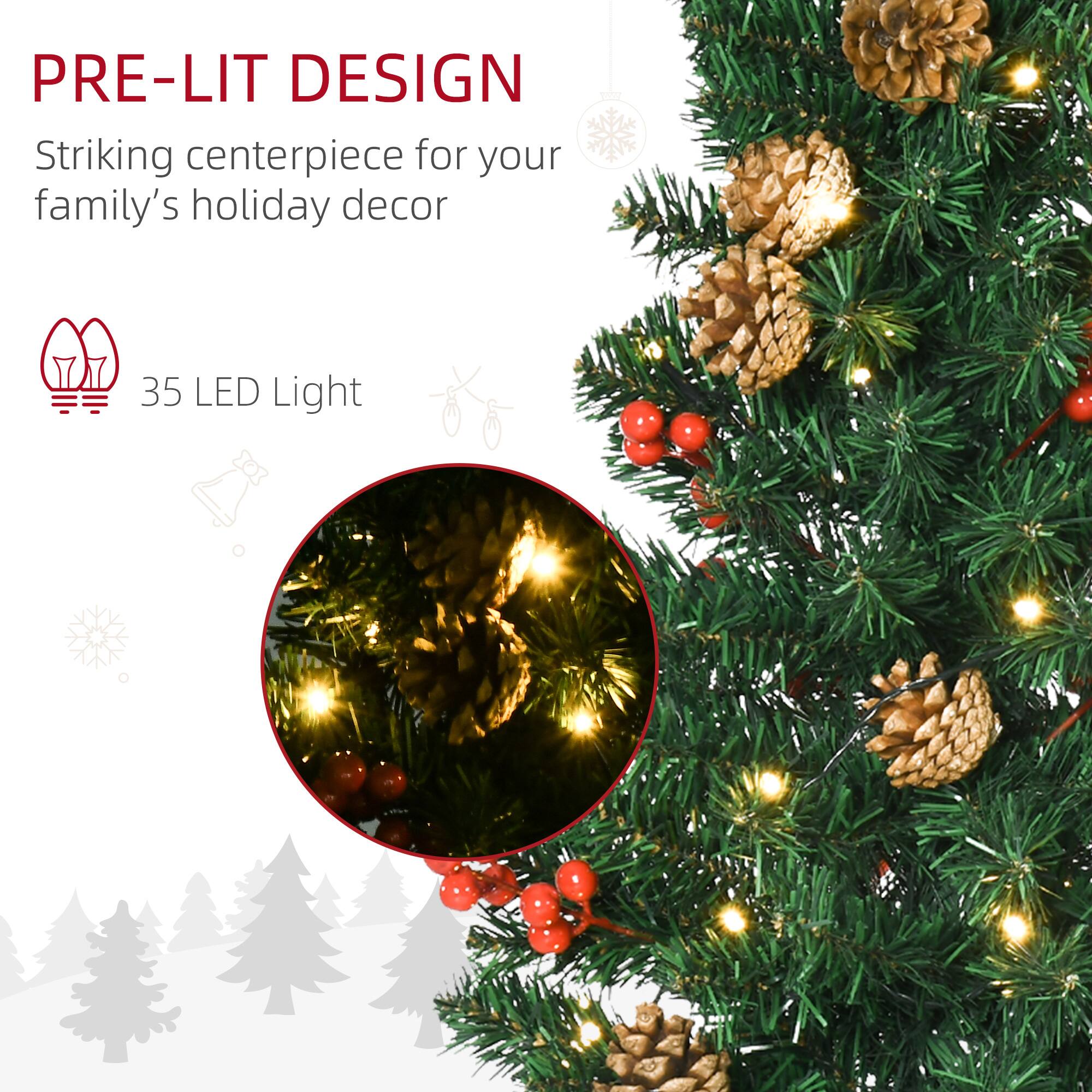 PRE-LIT DESIGN  
Striking centerpiece for your family's holiday decor  

35 LED Light