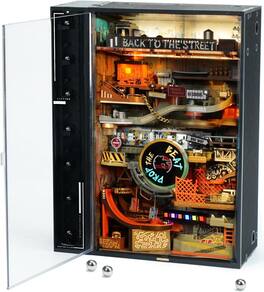Robotime - ROKR 3D Puzzle for Adults, Electric Marble Run Model Kits, Parallel World Hip-hop Street, Desk Decoration - Brown