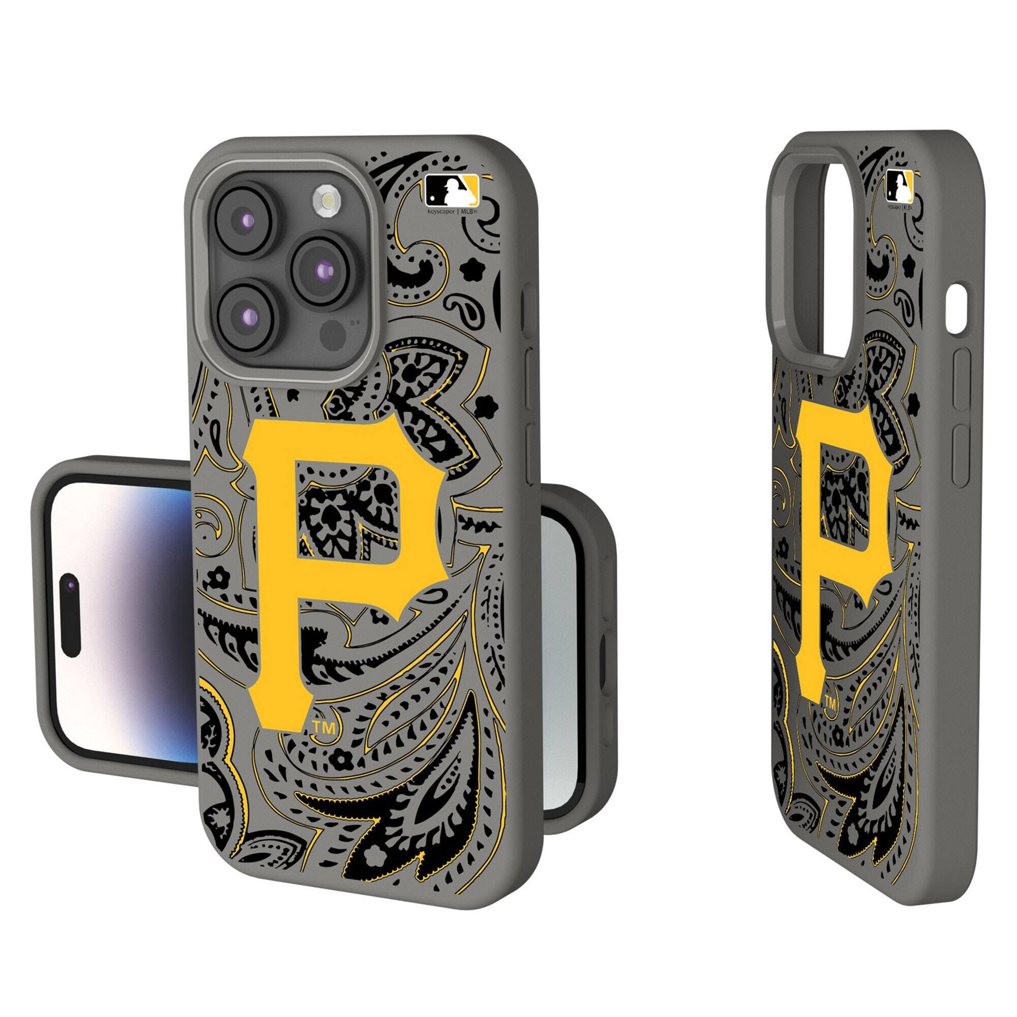 Front. Keyscaper - Pittsburgh Pirates Paisley iPhone Soft Touch Case - 14 - Gray.