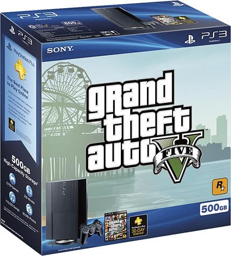 Front Standard. Sony - PlayStation 3 (500GB) Grand Theft Auto V Bundle.