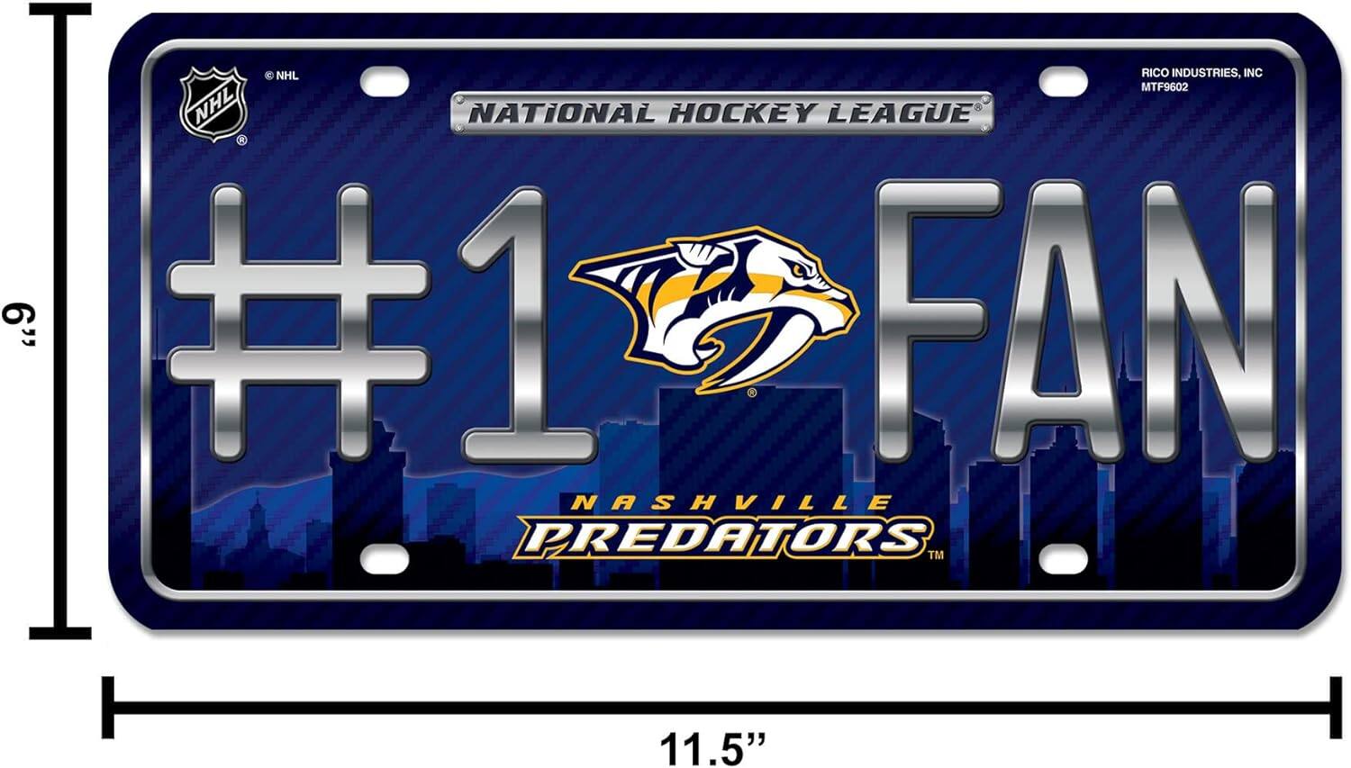 NHL RICO INDUSTRIES, INC MTF9602  
NATIONAL HOCKEY LEAGUE  
#1 FAN  
NASHVILLE PREDATORS  
11.5"