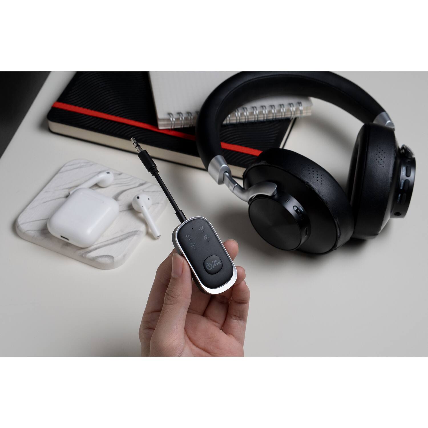 Angle. Scapade - AirPro Dual-Bluetooth Transmitter for Headphones - Black.